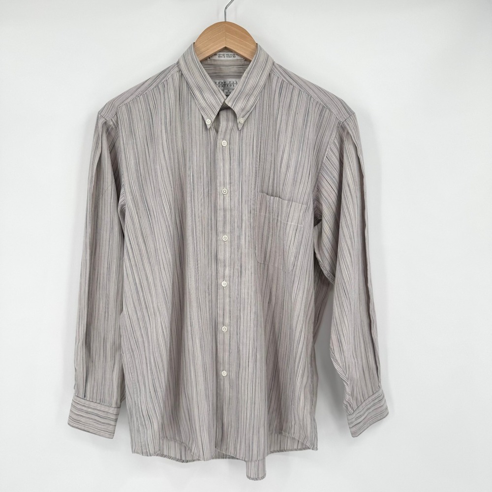 Perry Ellis‎ Portfolio Mens Striped Button Down Shirt 16 32-33 Long Sleeve